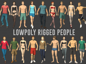 lowpoly rigged people 3D Model