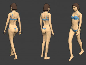 rigged lowpoly female character - caren Modelo 3D