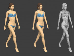 rigged lowpoly female character - caren Modelo 3D