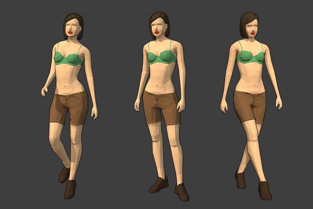 rigged lowpoly female character - diana Modelo 3D .c4d .max .obj .3ds .fbx .stl .blend 