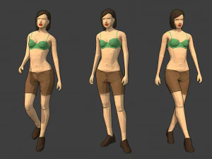 сфальсифицированный низкополигональный женский персонаж - Диана 3D Модель