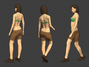 rigged lowpoly female character - diana Modelo 3D