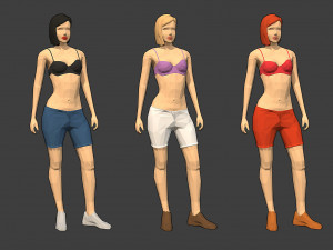 rigged lowpoly female character - diana Modelo 3D
