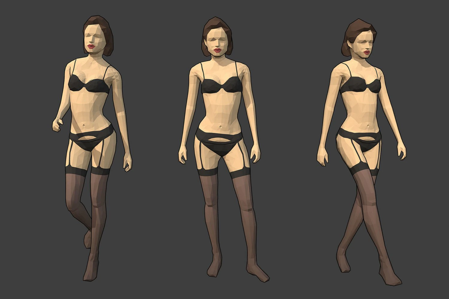 rigged lowpoly female character - jane 3D Model .c4d .max .obj .3ds .fbx .stl .blend 