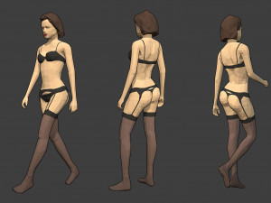 rigged lowpoly female character - jane 3D 모델
