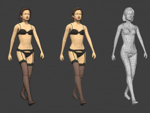 rigged lowpoly female character - jane 3D Model