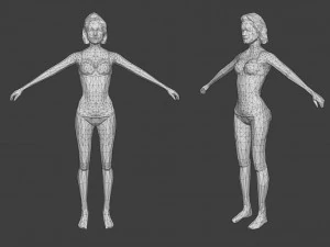 rigged lowpoly female character - jane 3D Model
