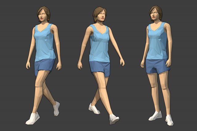 rigged lowpoly female character - jody Modèle 3D .c4d .max .obj .3ds .fbx .stl .blend 