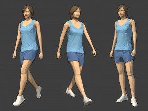rigged lowpoly female character - jody 3D Model