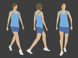 rigged lowpoly female character - jody 3D Model