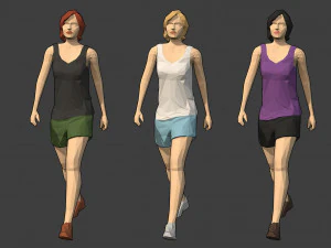 rigged lowpoly female character - jody 3D Model