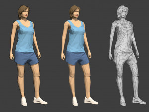 rigged lowpoly female character - jody Modèle 3D