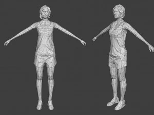 rigged lowpoly female character - jody 3D Model
