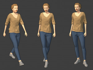 rigged lowpoly female character - victoria Modèle 3D