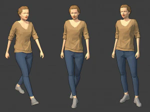 装備されたローポリの女性キャラクター - ビクトリア 3Dモデル