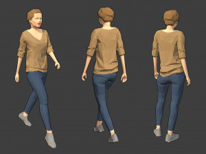 rigged lowpoly female character - victoria 3D Model