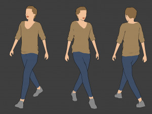 rigged lowpoly female character - victoria 3D Model