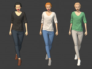 rigged lowpoly female character - victoria 3D Model
