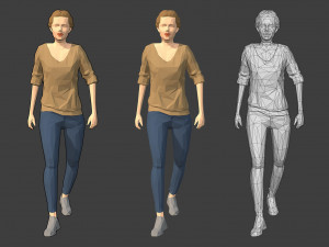 rigged lowpoly female character - victoria 3D Model