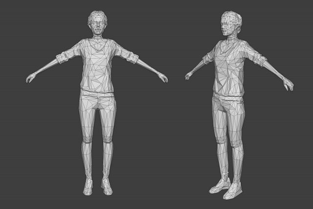 rigged lowpoly female character - victoria 3D Model in Woman 3DExport