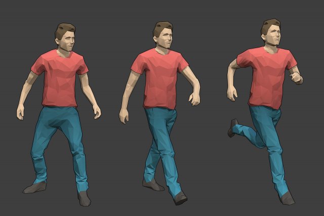 rigged lowpoly male character - tim 3D मॉडल .c4d .max .obj .3ds .fbx .stl .blend