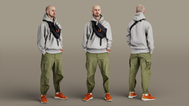 Young Bald Tall Man 3D 模型 .c4d .max .obj .3ds .fbx .stl .blend 