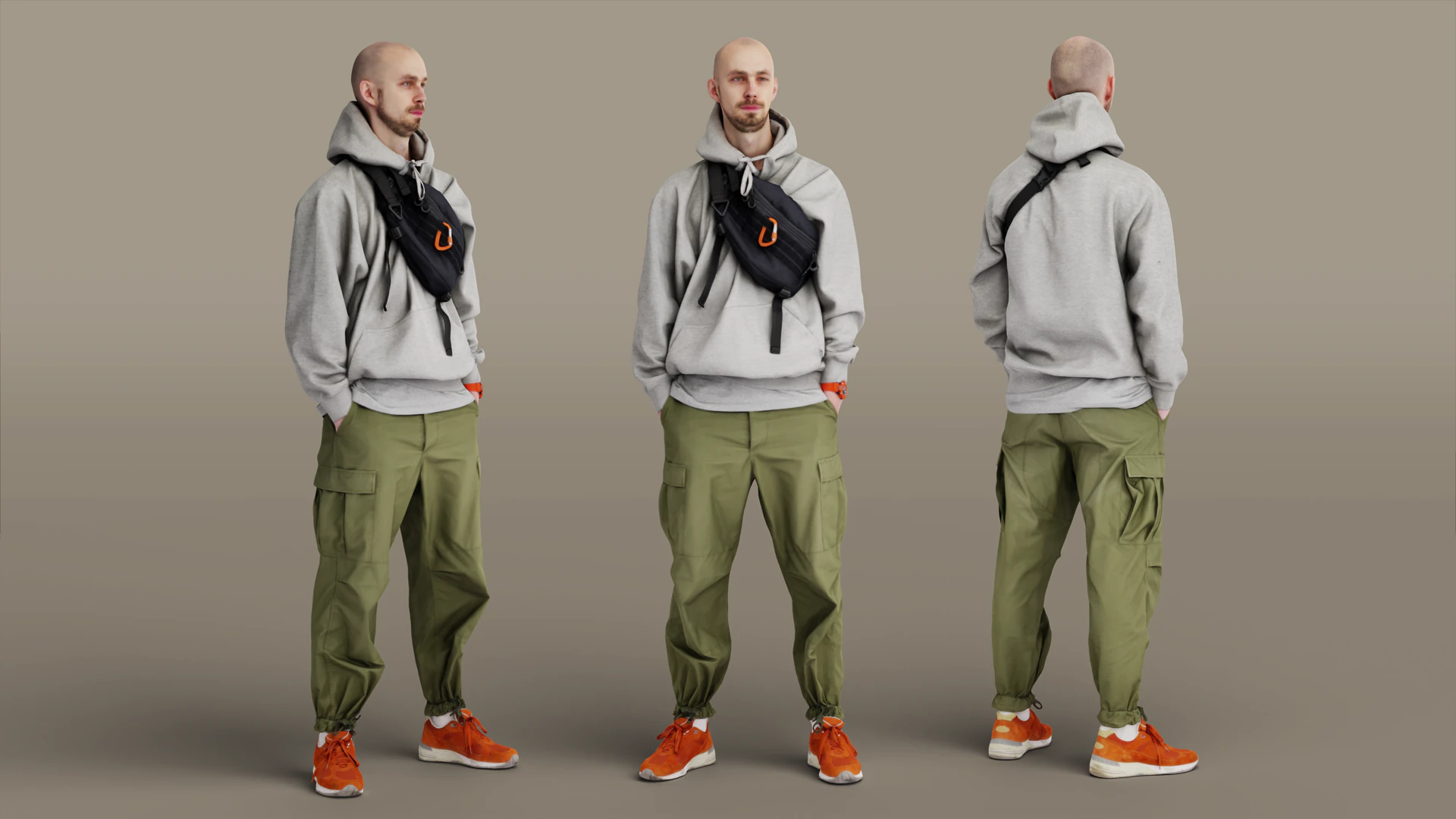 Young Bald Tall Man 3D Model .c4d .max .obj .3ds .fbx .stl .blend 