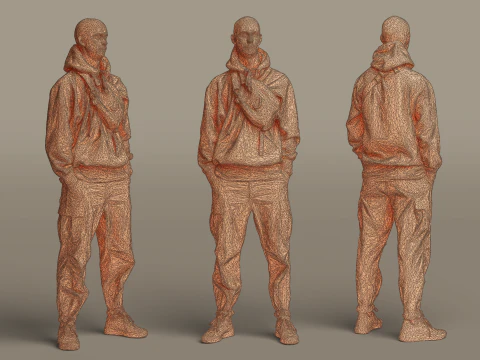 Young Bald Tall Man 3D Model