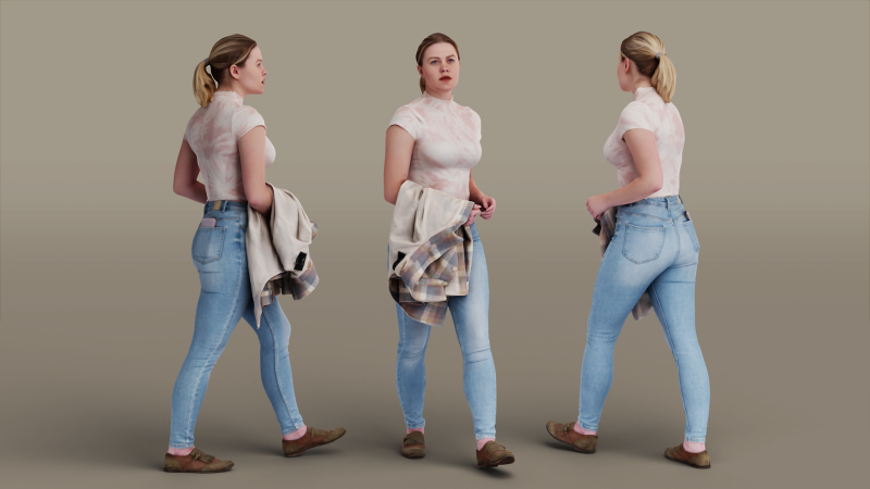 Stride in Style Young Woman Walking 3D Model .c4d .max .obj .3ds .fbx .stl .blend 