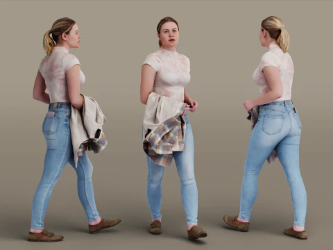 Stride in Style Young Woman Walking 3D Model