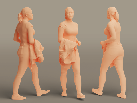 Stride in Style Young Woman Walking 3D Model