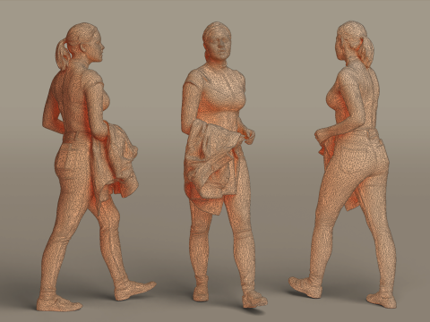 Stride in Style Young Woman Walking 3D Model
