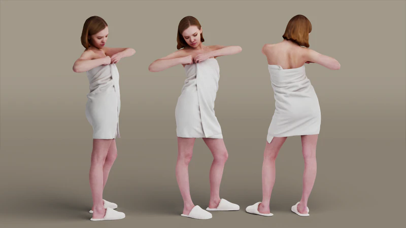 Garota de toalha Modelo 3D .c4d .max .obj .3ds .fbx .stl .blend 