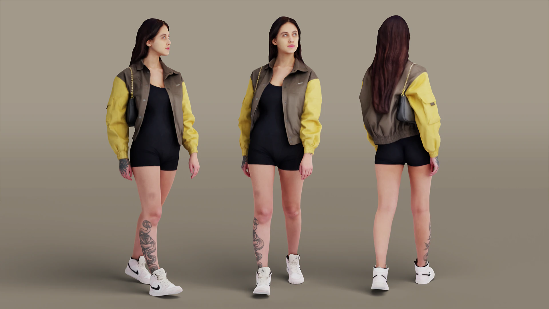 Girl in Nike 3D Model .c4d .max .obj .3ds .fbx .stl .blend