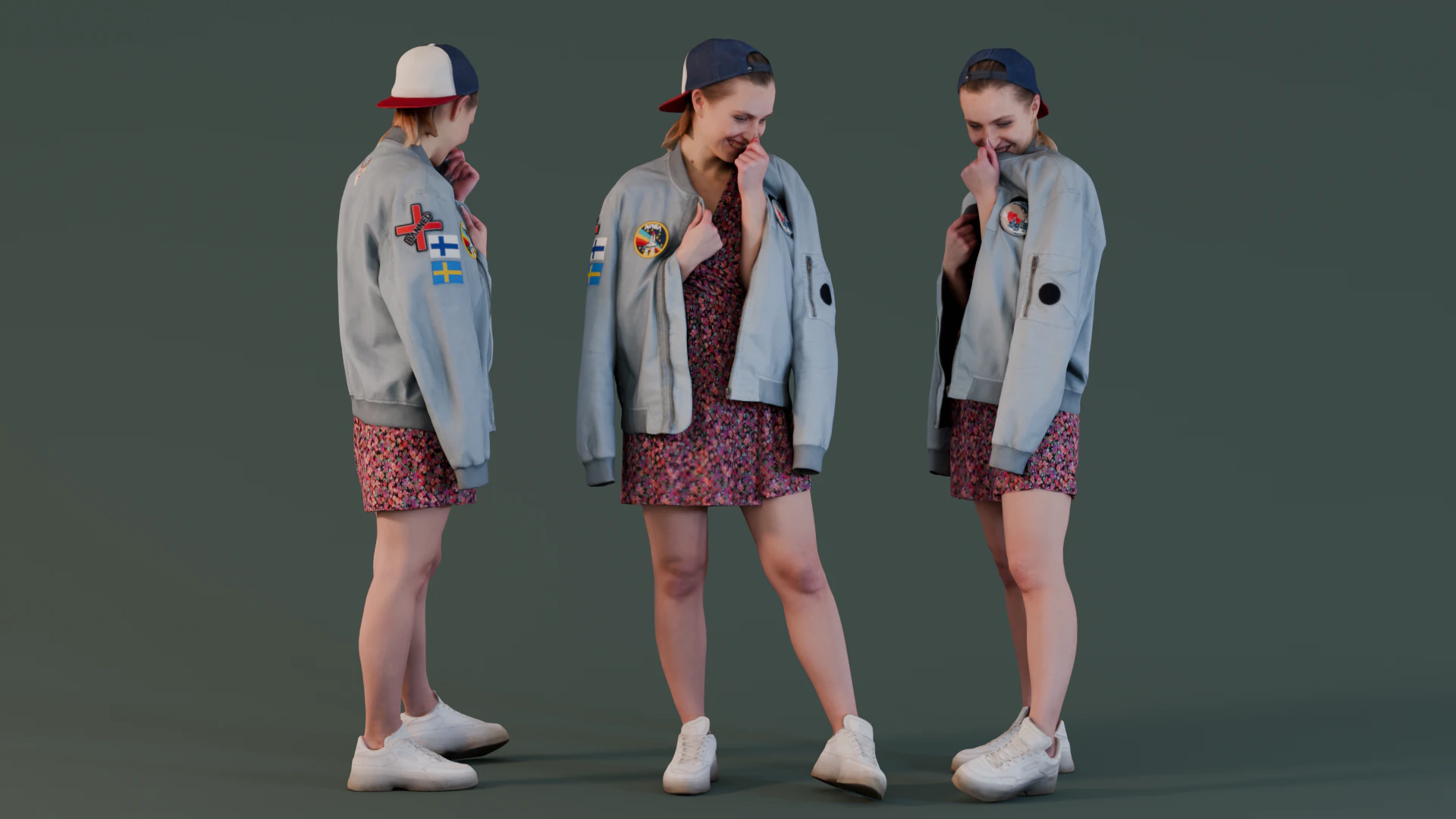 Young blonde woman laughing 3D Model .c4d .max .obj .3ds .fbx .stl .blend 