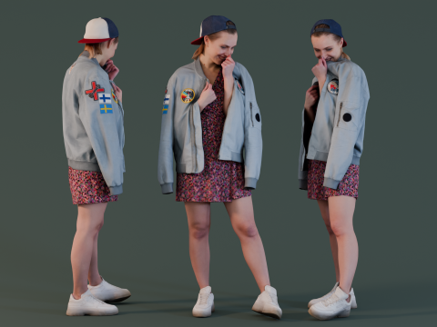 Young blonde woman laughing 3D 模型