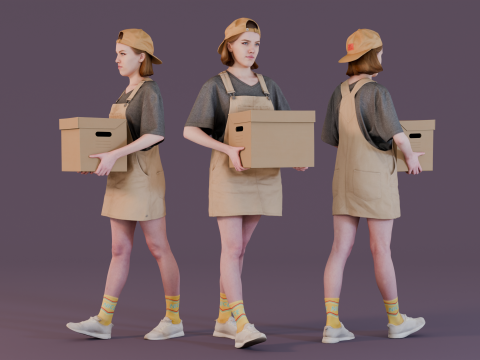 Girl with Box 3Dモデル