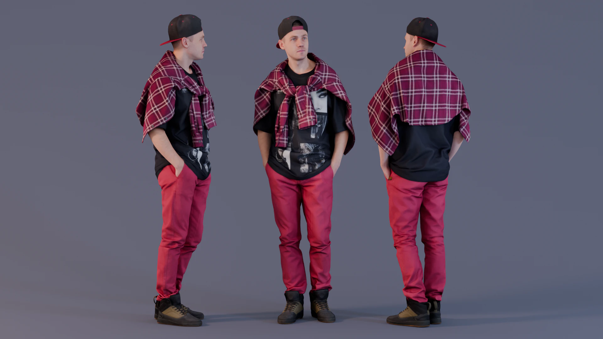 Young guy keeps his hands in pockets 3D Model .c4d .max .obj .3ds .fbx .stl .blend
