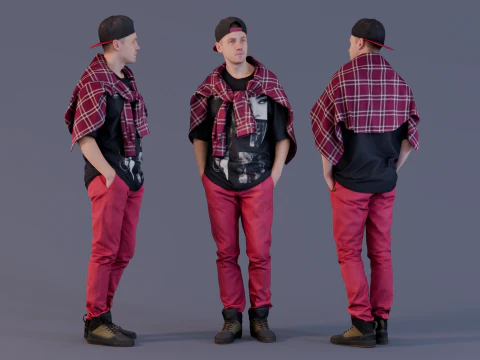 Le jeune homme garde ses mains dans les poches Modèle 3D