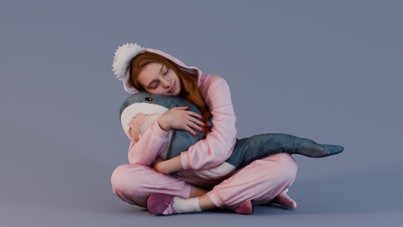 Cute Girl in Pajamas 3D-Modell .c4d .max .obj .3ds .fbx .stl .blend