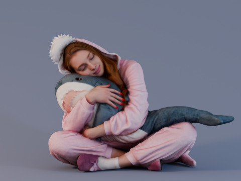 Cute Girl in Pajamas 3Dモデル