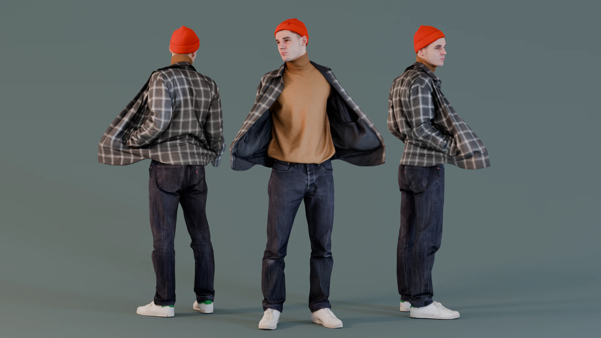 Guy in the Plaid Unbuttoned Shirt 3D Model .c4d .max .obj .3ds .fbx .stl .blend 