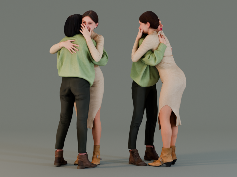 Girls Hugs 3D Model