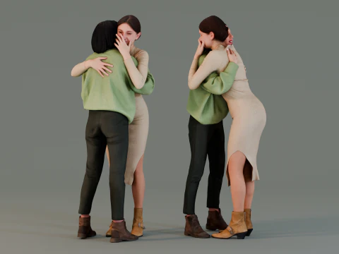 Abra&ccedil;os de meninas Modelo 3D