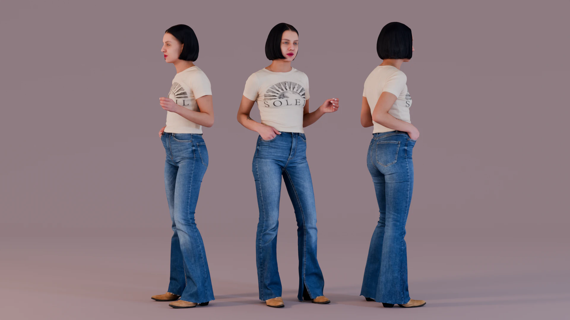 Slender Tanned Girl 3D Model .c4d .max .obj .3ds .fbx .stl .blend 