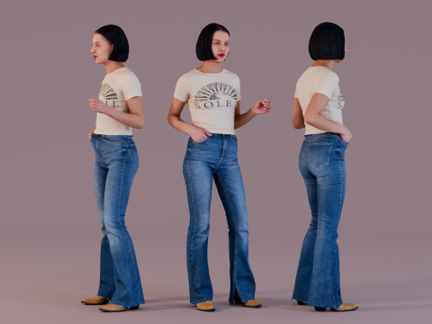 Slender Tanned Girl 3D Model
