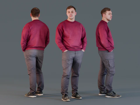 穿酒色毛衣的家伙 3D 模型
