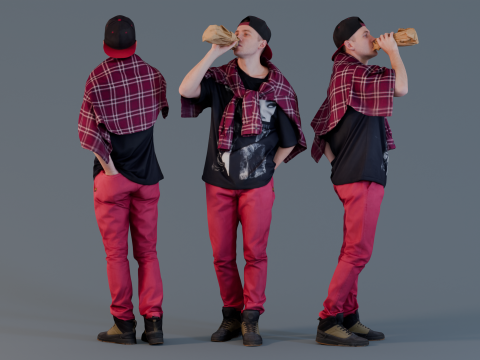 Young Rapper with Booze 3D Model