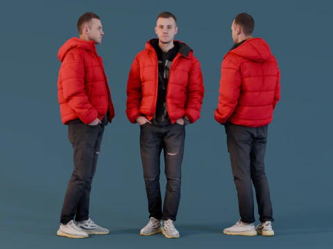 Mann in Jeans mit aufgerissenen Knien 3D Modell