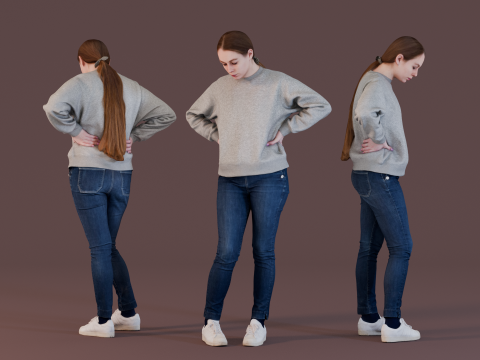 Standing Girl in Sweatshirt and Jeans 3D Model